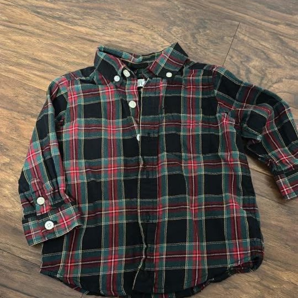 Kids Black & Red Plaid Button-Up Shirt